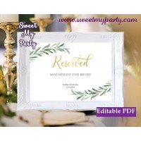 Greenery Reserved sign template,Greenery reserved seating template printable, (78)